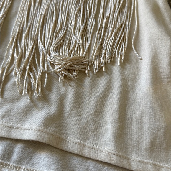 Hint of Mint: Cream Lace Fringe Women's Tank Top Size XS - Picture 4 of 7